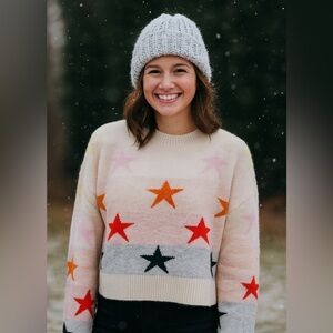 Colorful Star Pattern Women's Sweater by Impeccable Pig